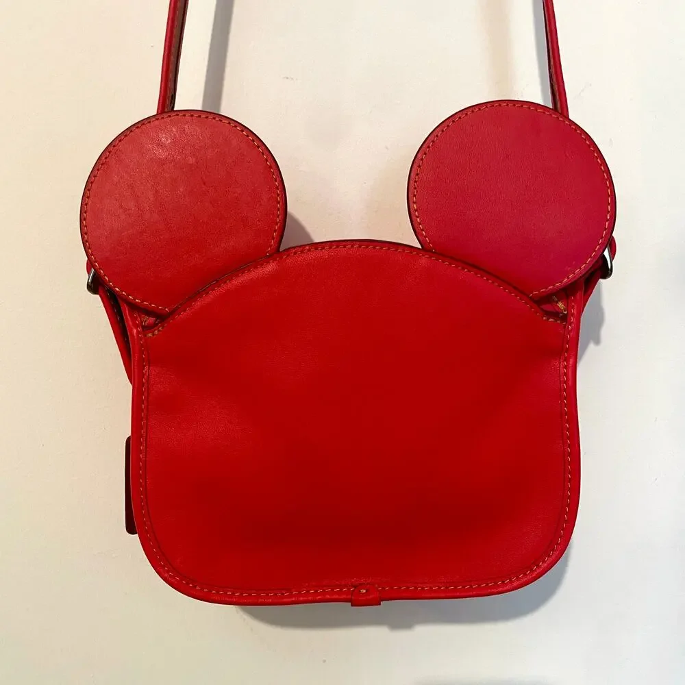 Coach x Disney Red Leather Patricia Saddle Bag Crossbody Mickey Ears